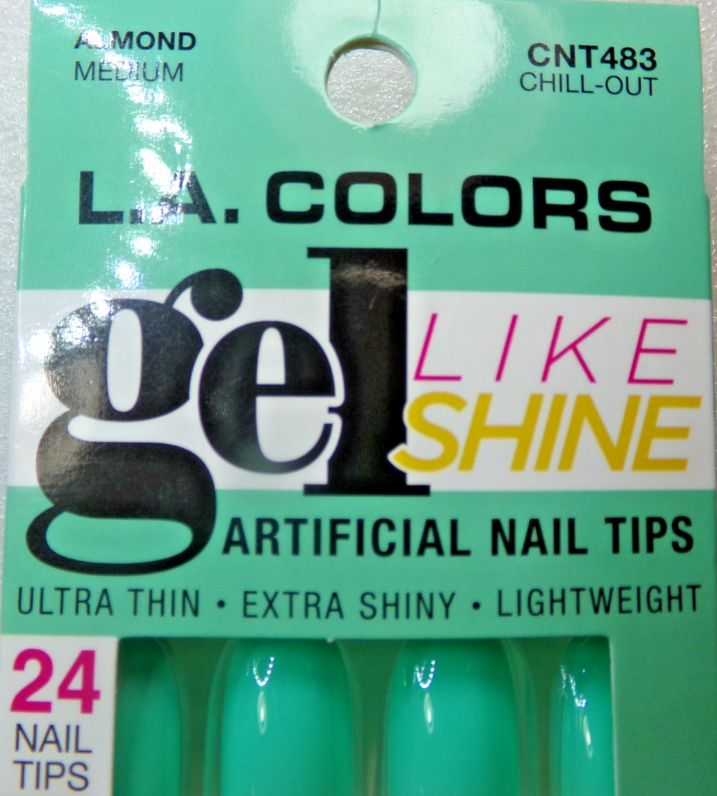 LA Colors Nails On! Shiny Sea Green GLUE-On Medium Length Almond