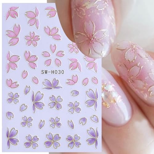 3D Flower Nail Art Stickers Decals Luxury Flower Flower Golden Edge Styles