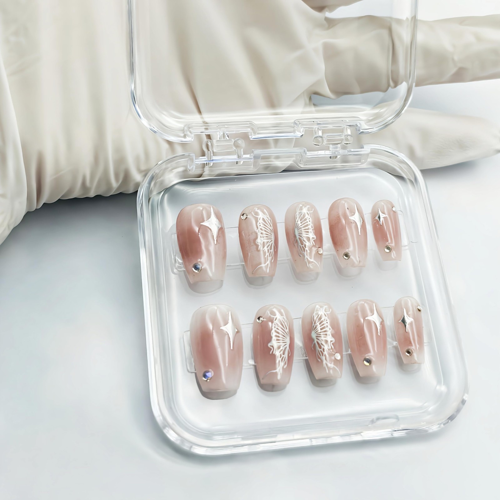 14 Pcs Press On Nail Packaging Box on 3 x 3 x 0.7 inches, Clear