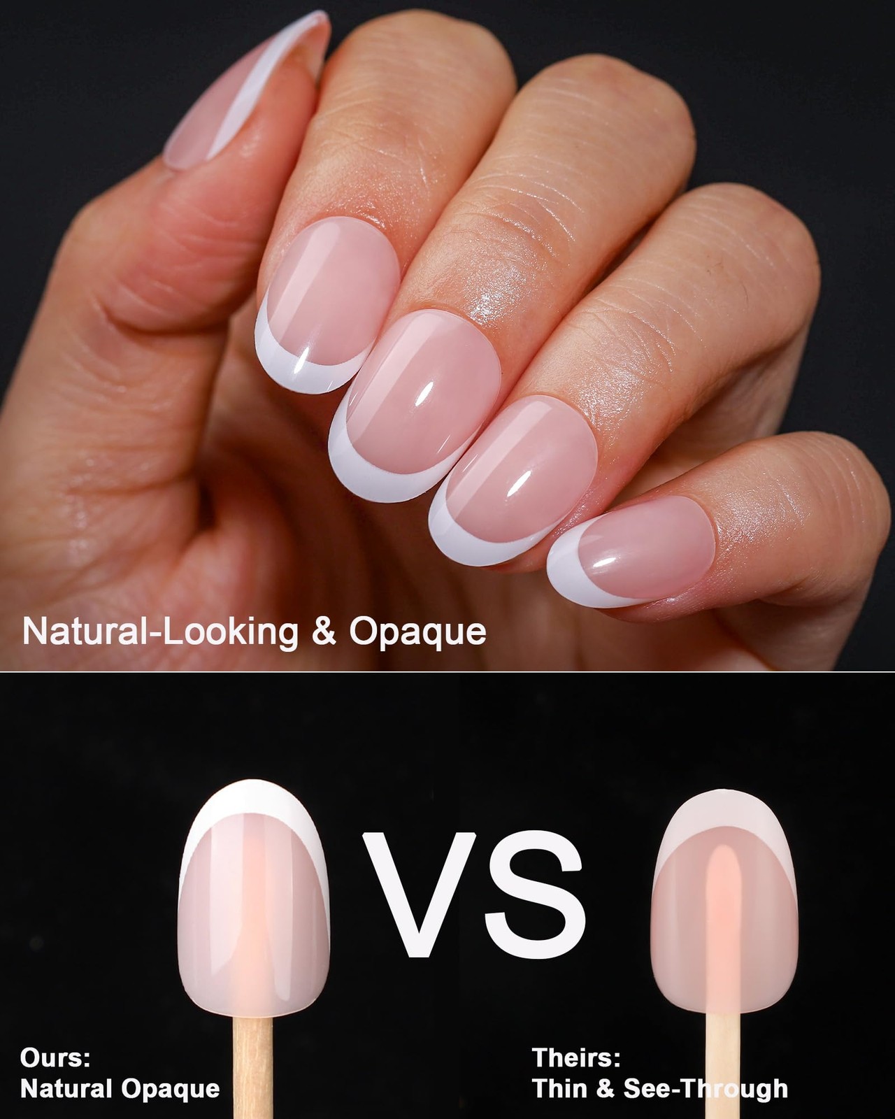 16 Sizes Short Oval Press on Nails, French Tip Short Round Reusable 32pcs Glo…