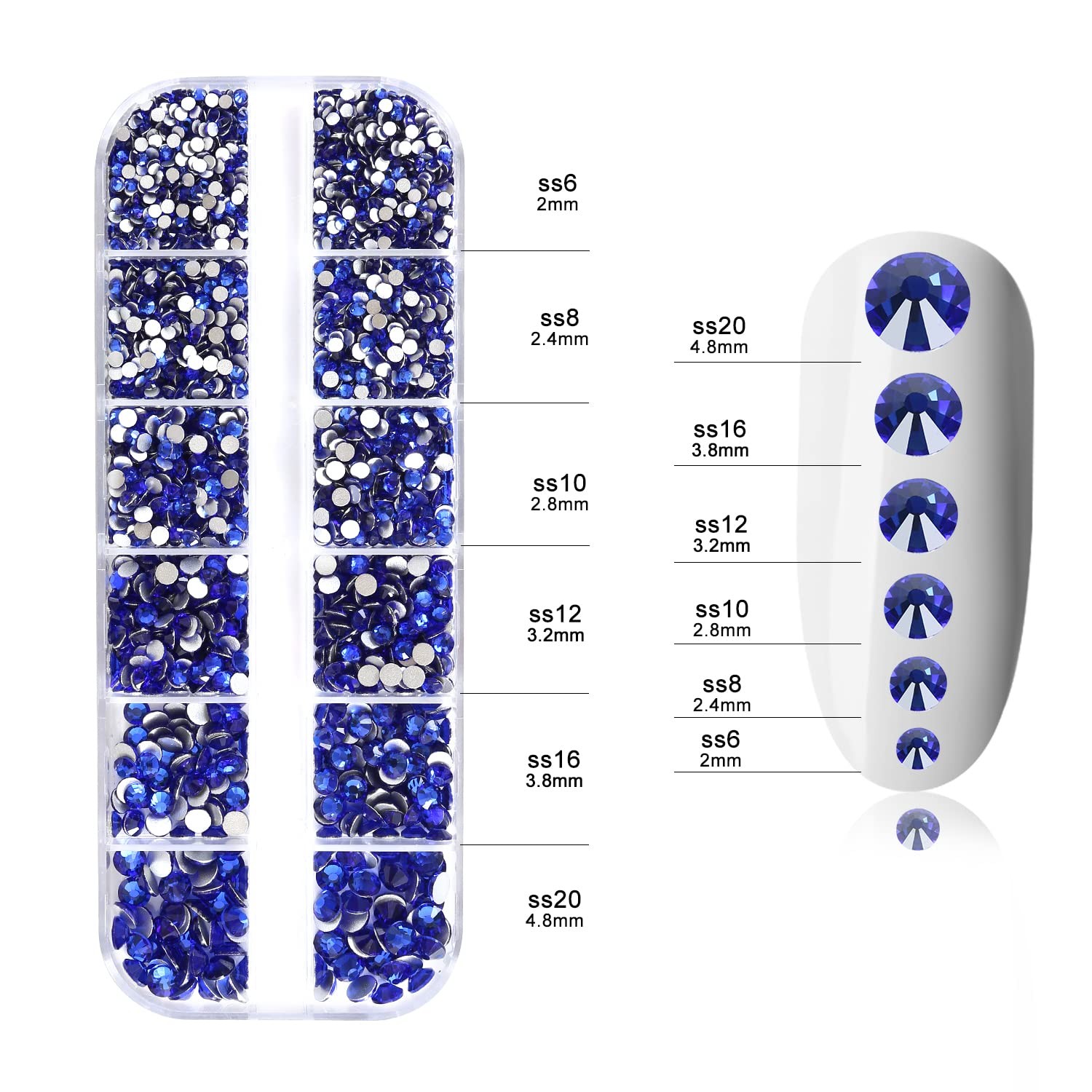 3992 Pieces Art Nail Rhinestones Flat Back Gems Round Crystal Rhinestones 6 S…