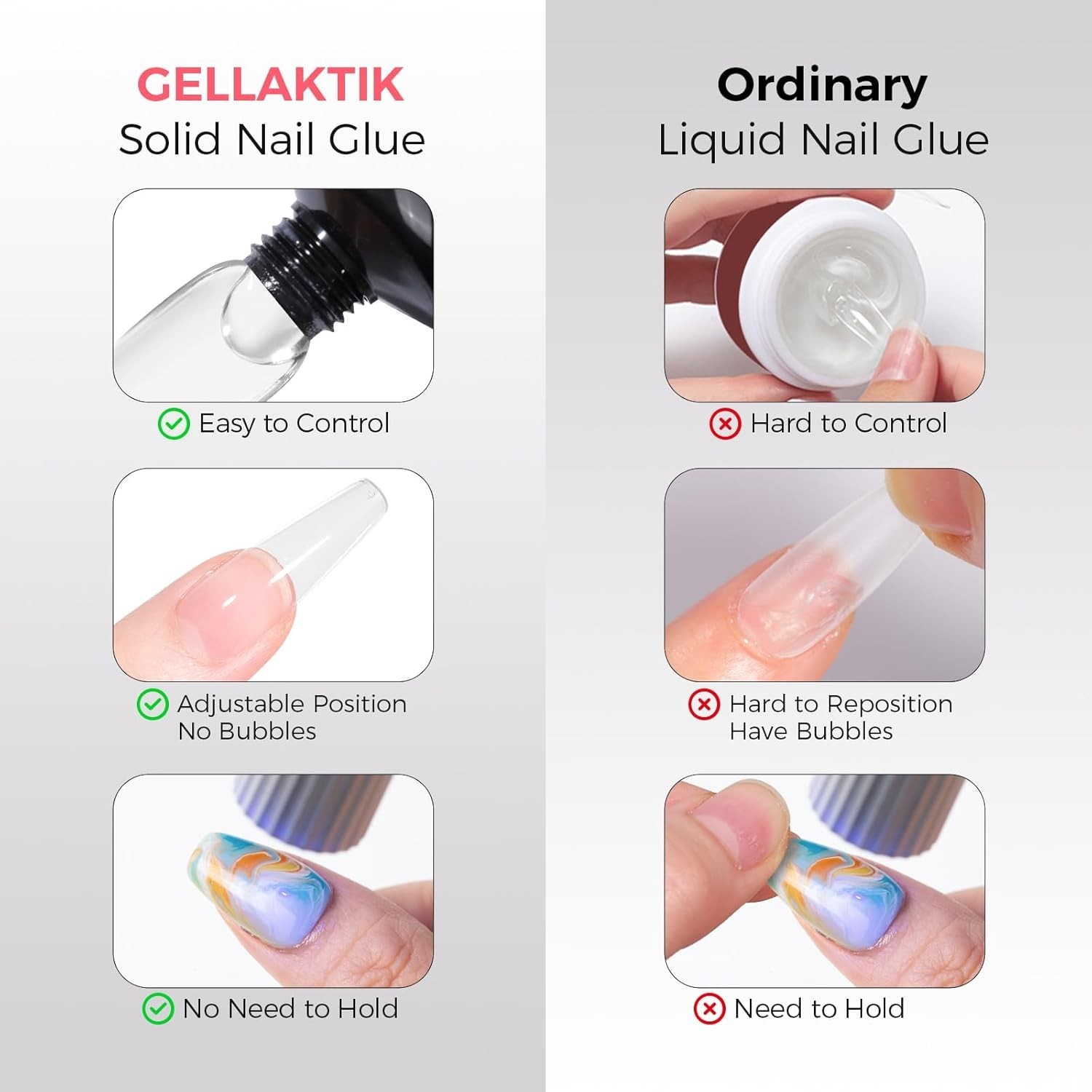 30ML Strong Nail Glue for Press On Nail Tips, Glue Gel for False Nails Fake Acry