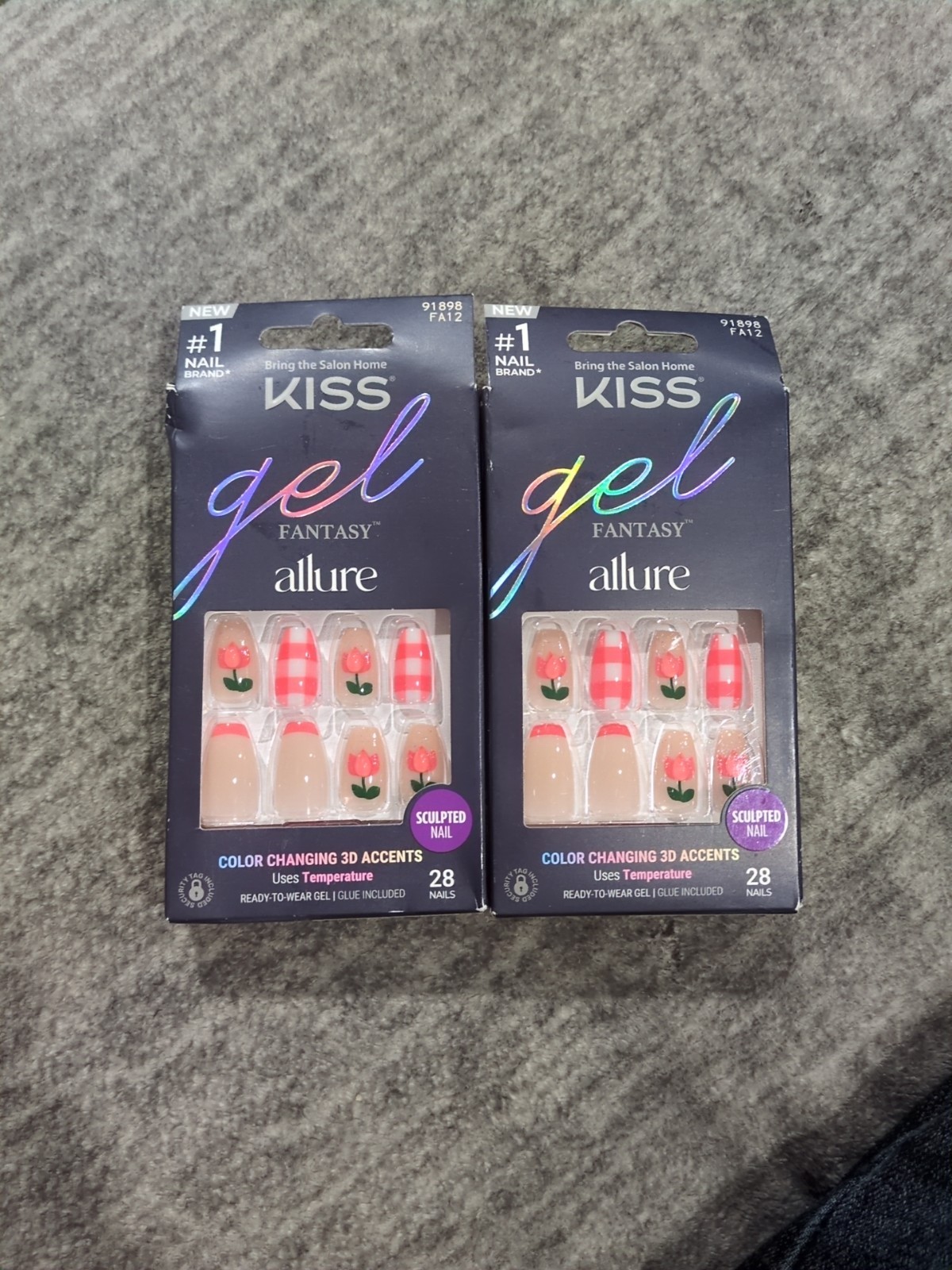 Lot Of 2 KISS Gel Fantasy Press On Nails How Dazzling’ Color Changing
