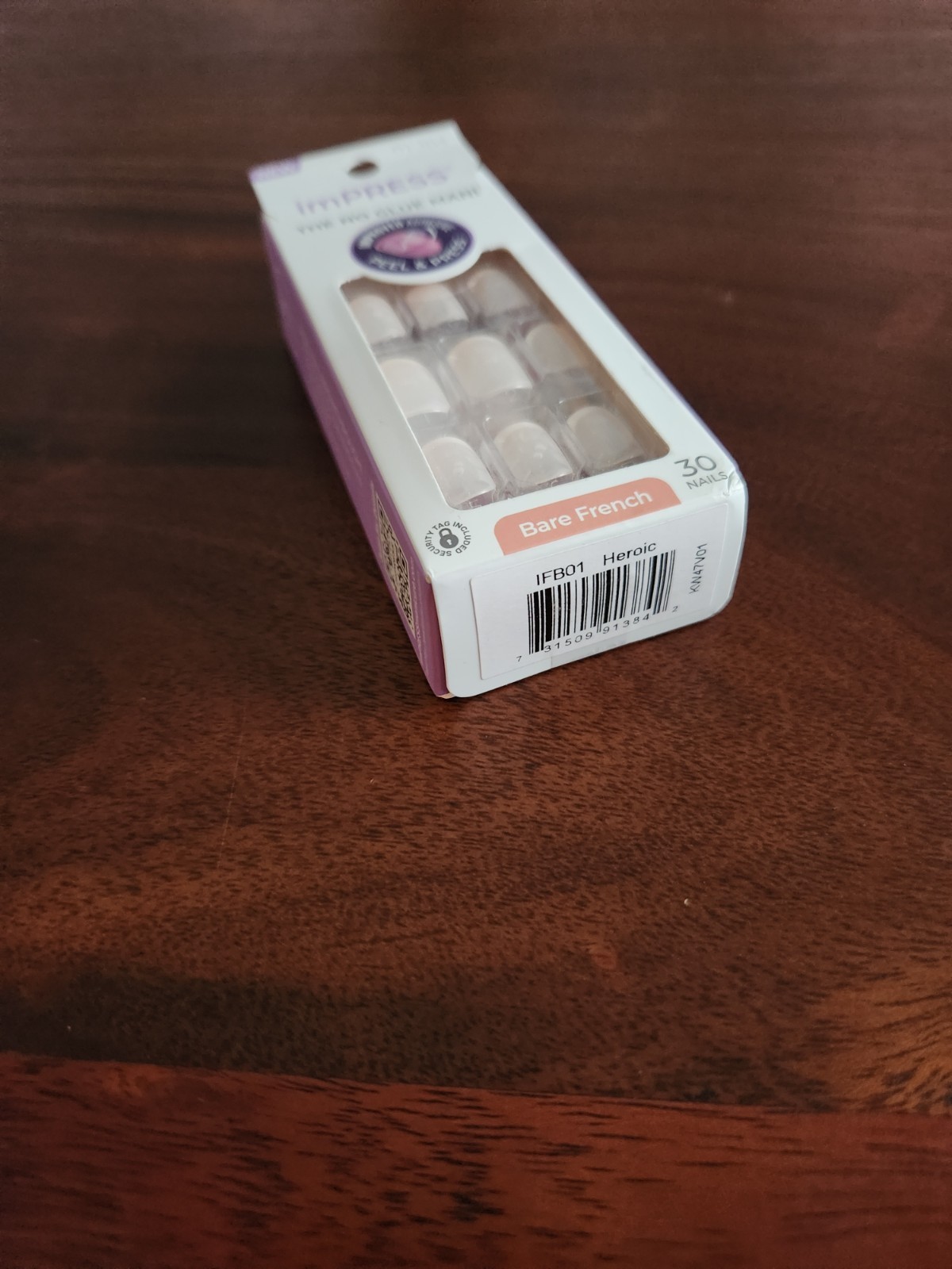imPRESS Press-On Nails Bare French Heroic Short Squoval 30ct No Glue KISS