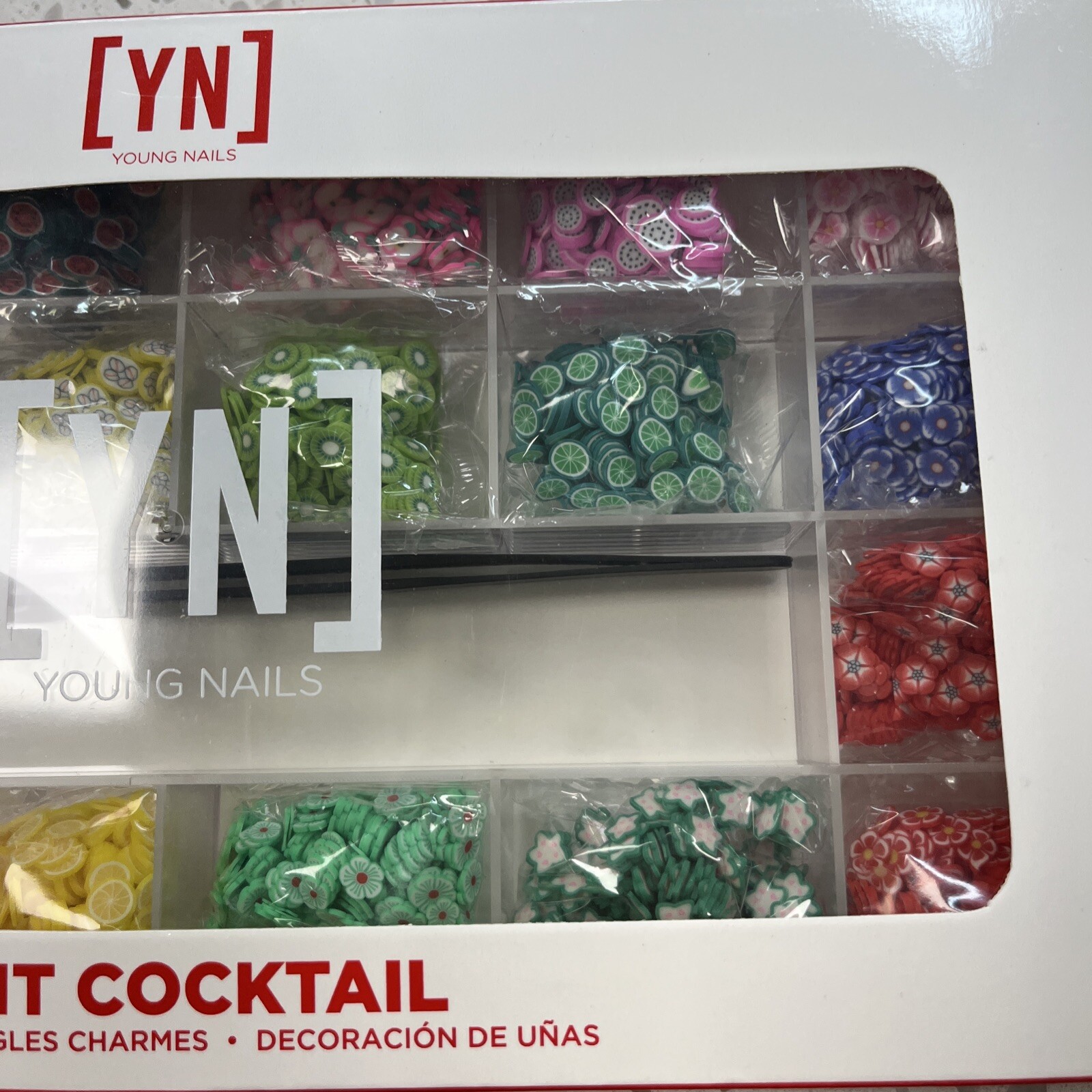 YOUNG NAILS Fruit Cocktail 4000+ Charms With Tweezer Kit—New In Box—