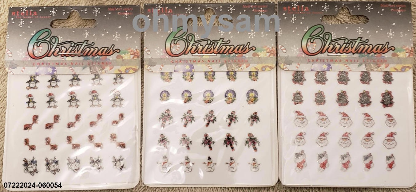 CLOSEOUT 3+3+3 NEW CARDS 25 MULTI COLOR NAIL ART STICKER CHRISTMAS / MANI / PEDI