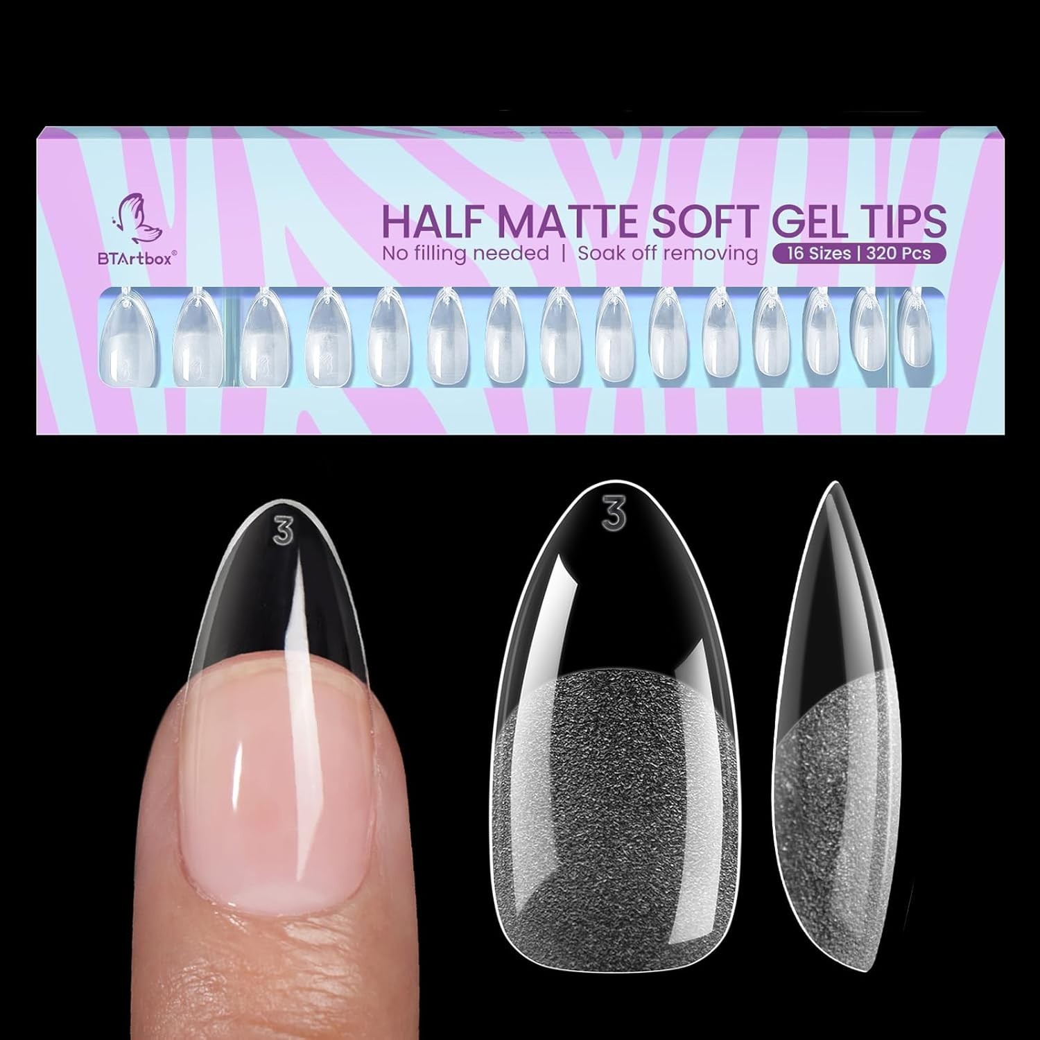 Medium Almond Nail Tips – 320pcs Clear Soft Gel Nails for Easy Application