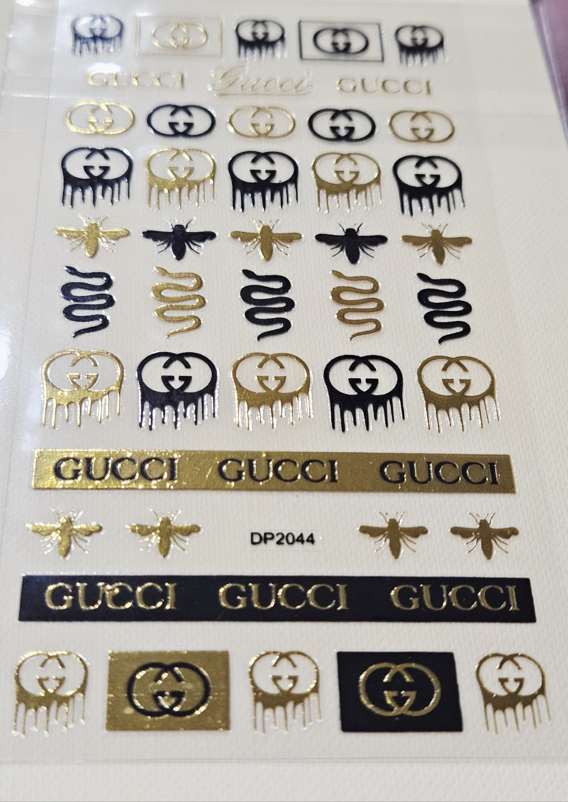 NWT NAIL ART DESIGN SELF-SEAL STICKERS SOLID BLACK & METALLIC GOLD BEES!