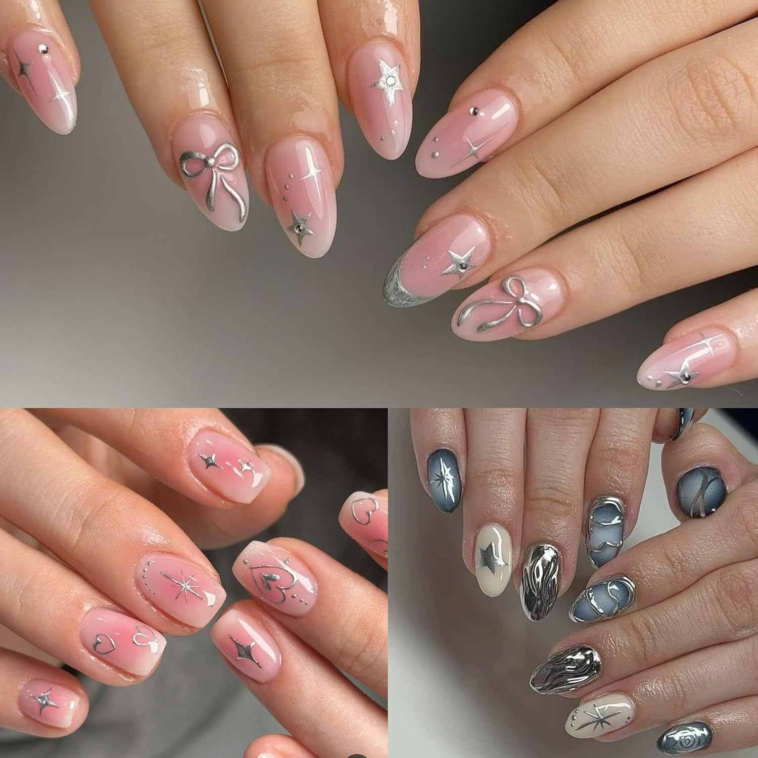 Metallic Nail Art Stickers – 2 Sheets of 5D Glitter Designs for DIY Decoration