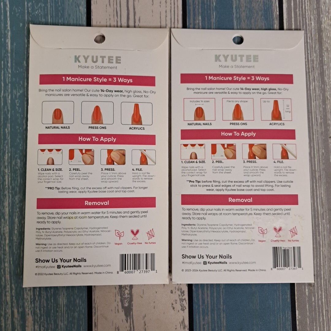 (2) Kyutee Nails Peel Press Instant Gel Polish Manicure ~That Chick~ Olive Green