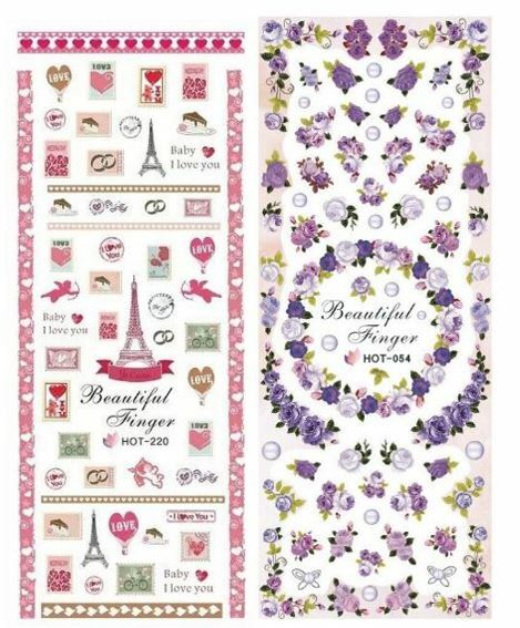 39 SETS Nail art water transfer decal stickers HOT Animals Flowers Kitty Love