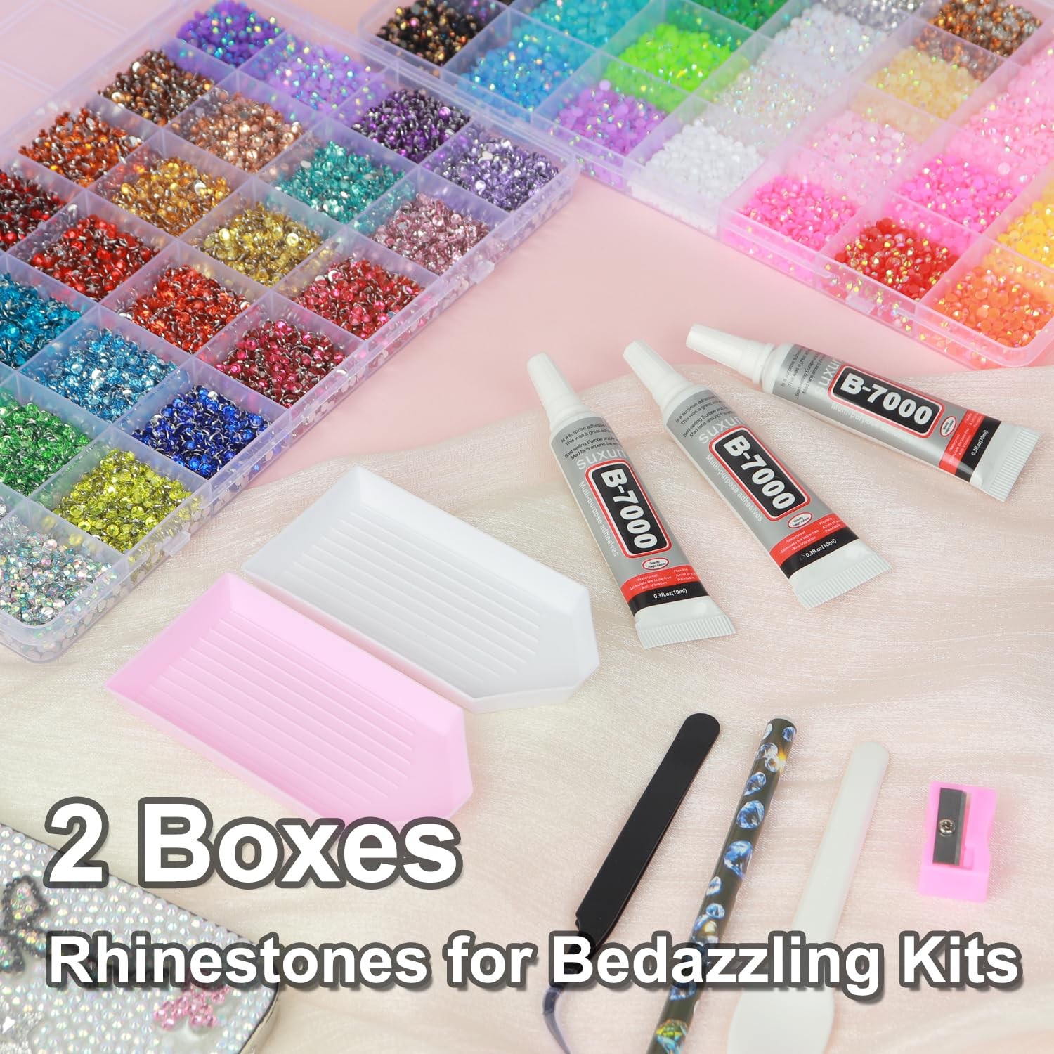 56 Colors Rhinestones for Bedazzling, 2 Boxes 3mm Multicolor Resin Jelly Flat