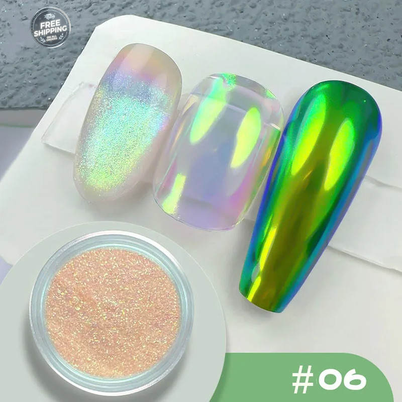 12 Grids Mirror Effect Mermaid Nail Powder Holographic Pearl Chrome Pigment Fine