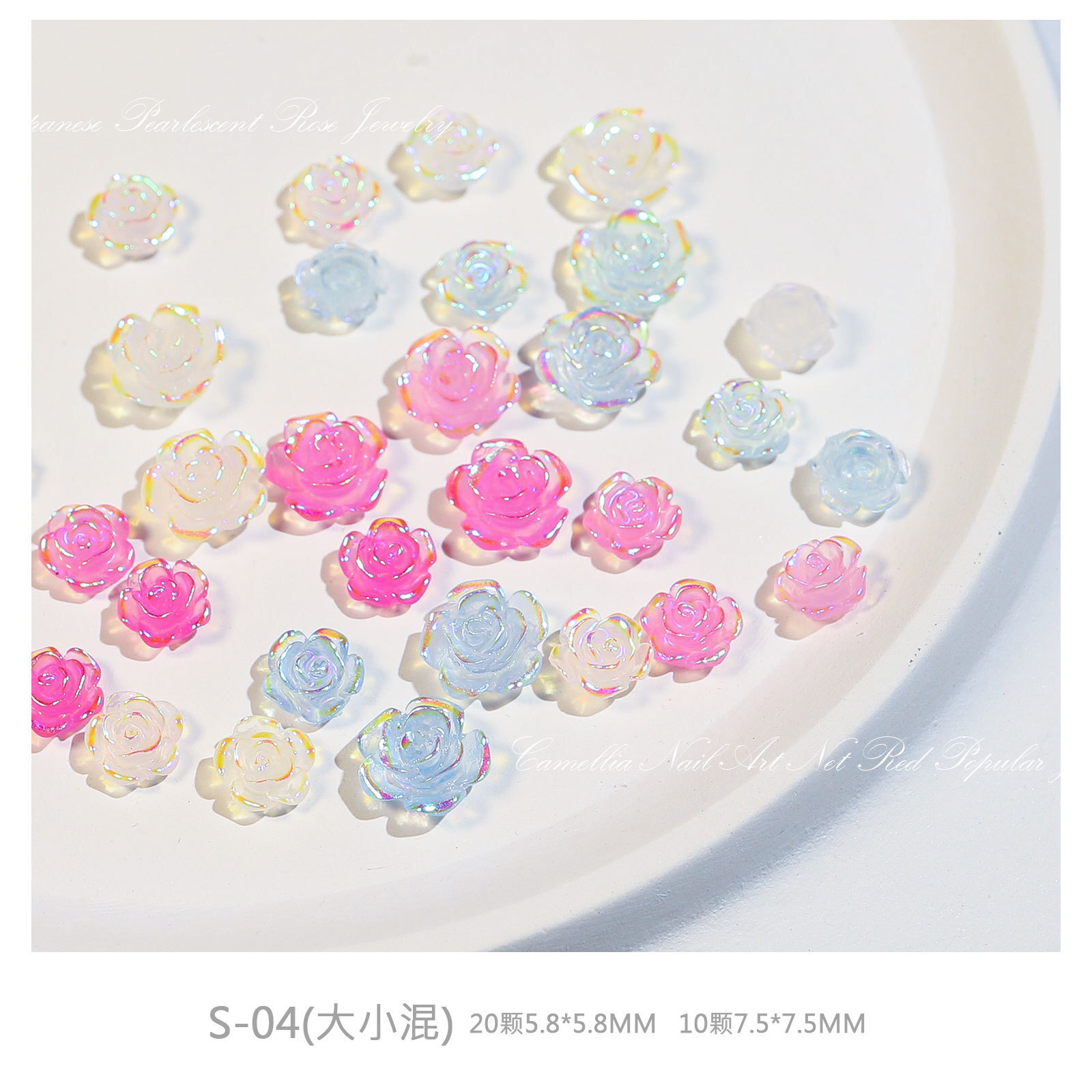20pcs/bag DIY 3D Aurora Camellia Nail Art Flowers Decor Charm Nails Accessories