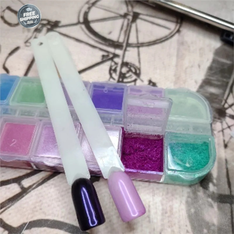 12 Grids Mirror Effect Mermaid Nail Powder Holographic Pearl Chrome Pigment Fine