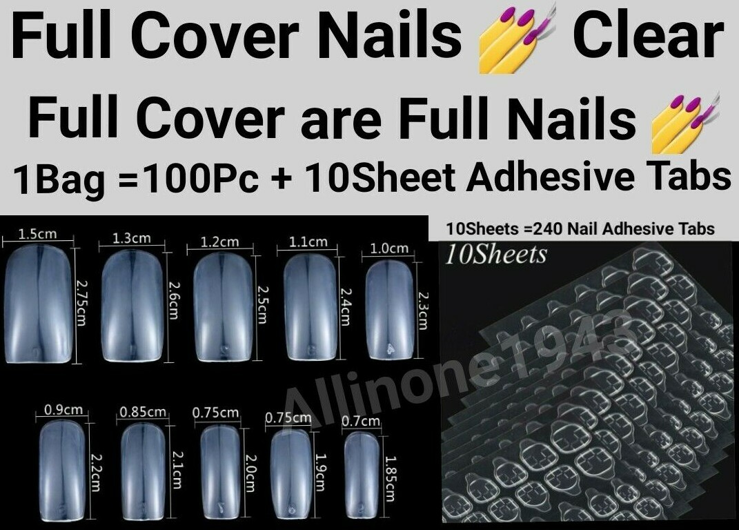 100/500Pcs Full Cover Nails Manicure Long Square False Tips Fake Nails -Jargod