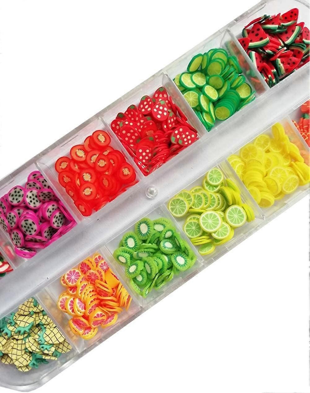 12 Small Latticel Crystal Mash Clay Strip Flowers Fruit Slices Nail Craft Making