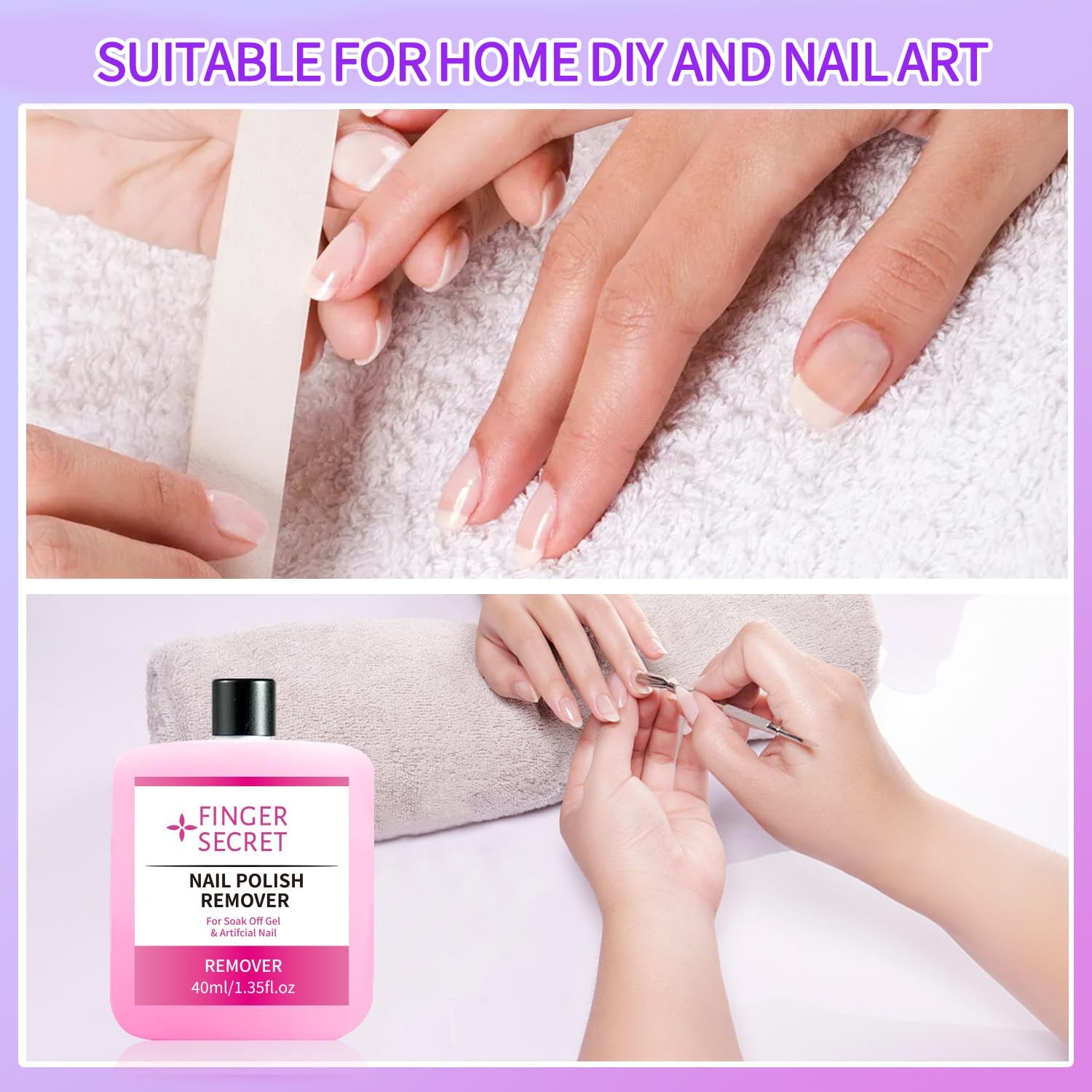 Finger Secret Acetone Nail Gel Polish Remover 40ml 1.3 Fl Oz (Pack of 1)