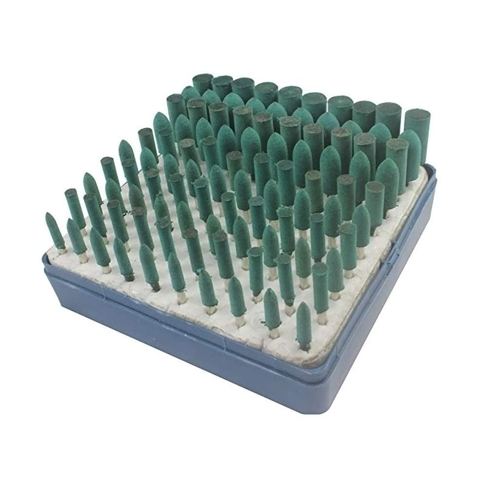 100Pcs Buffing Rubber Polishing Burr Grinding Bit Rubber Nail Drill Bits 1/8″ Sh