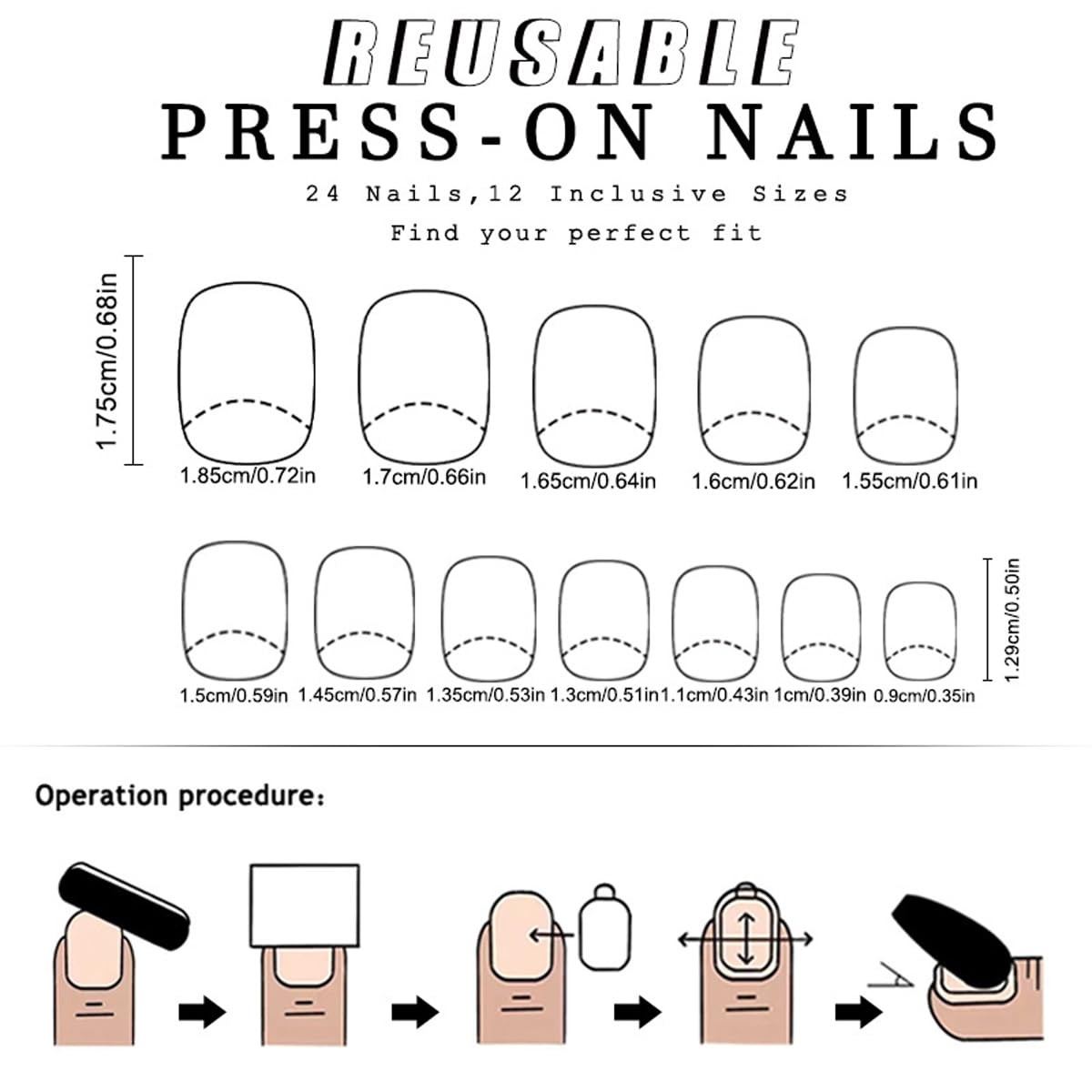 Medium Almond Press on Nails Medium – Pink Ombre Cat Eye French tip Fake Nail…