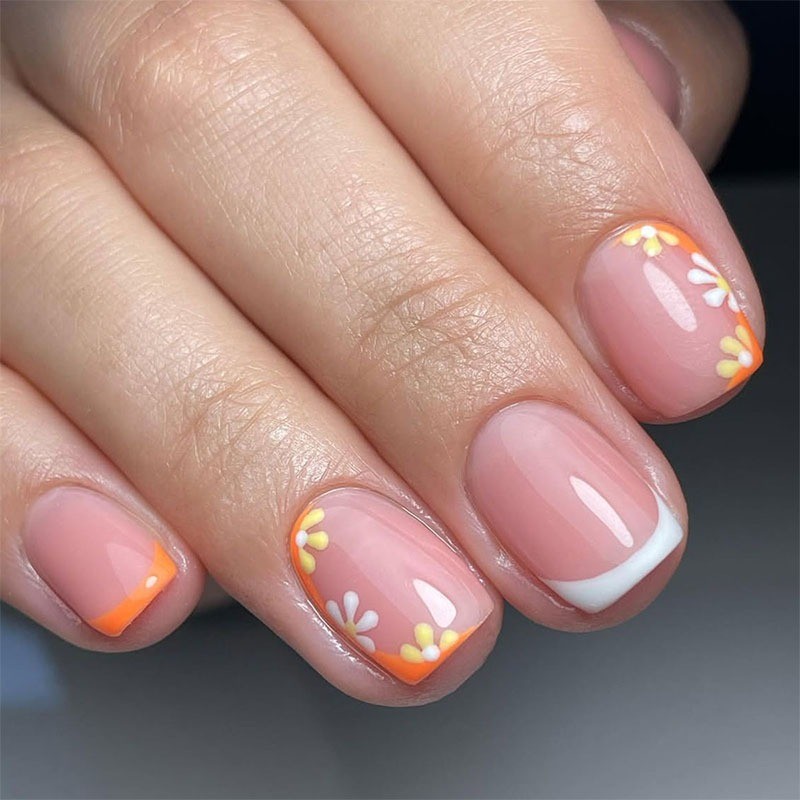 48PCS Short Square Press in Nail Removable Reusable Pink Transparent Fake Nail