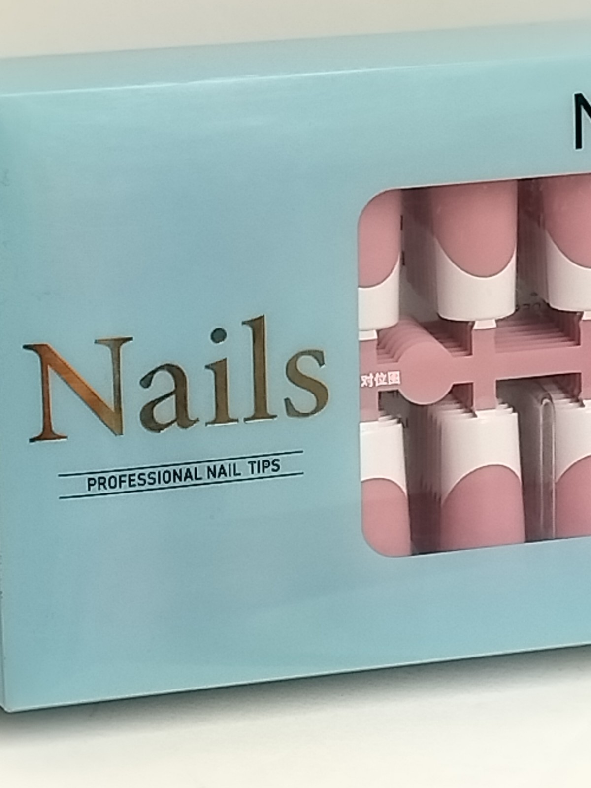 Nail Kingdom 240 Pieces Fake Nails – Full Cover Medium Length Pink False Nails
