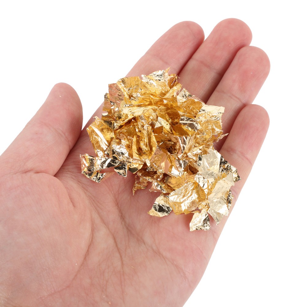 3Pcs Durable Gold Metal Leaf Foil Flakes for Nails and DIY Crafts