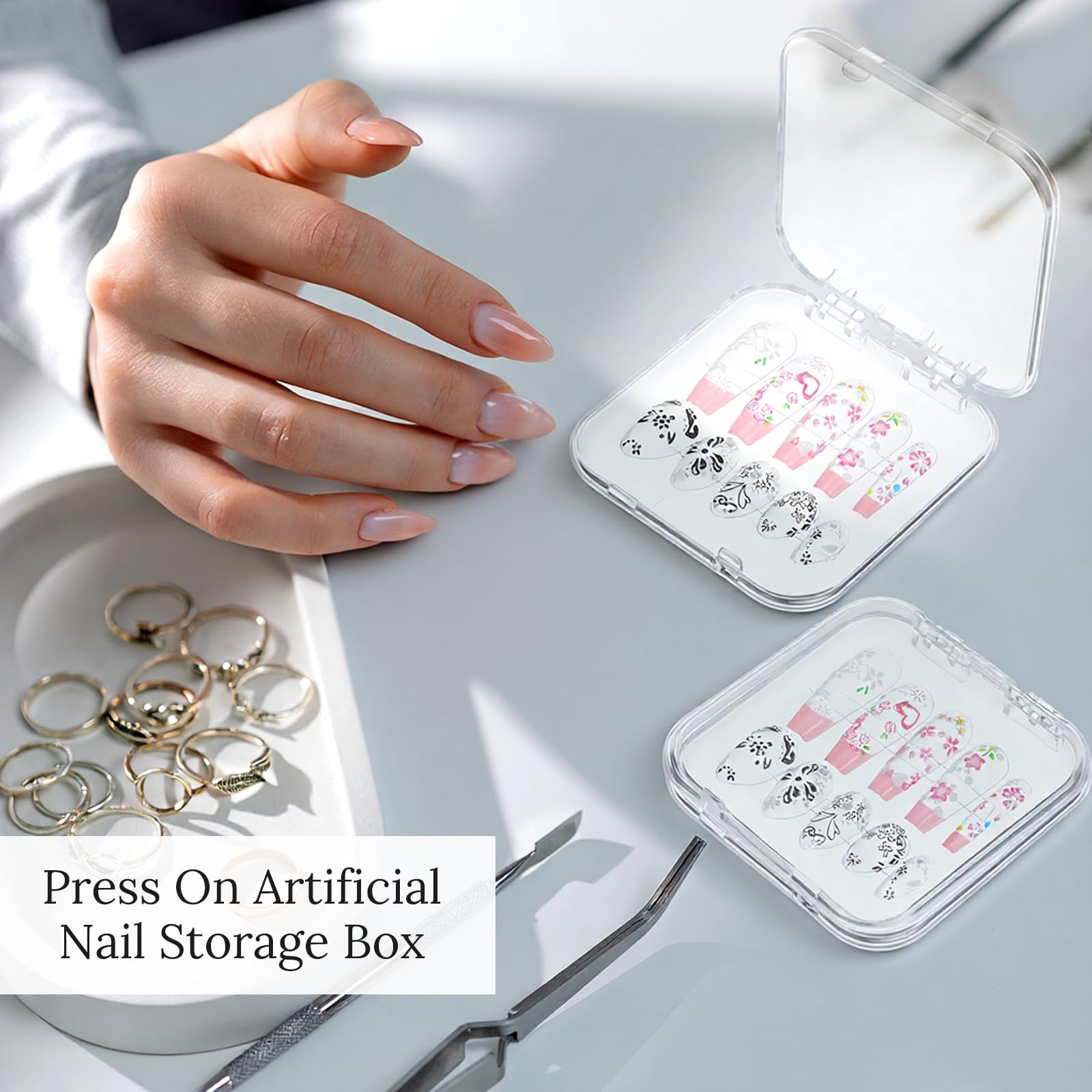 Molain 40 Pcs Clear Press on Nail 2.95 x x 0.5 Inch, transparent