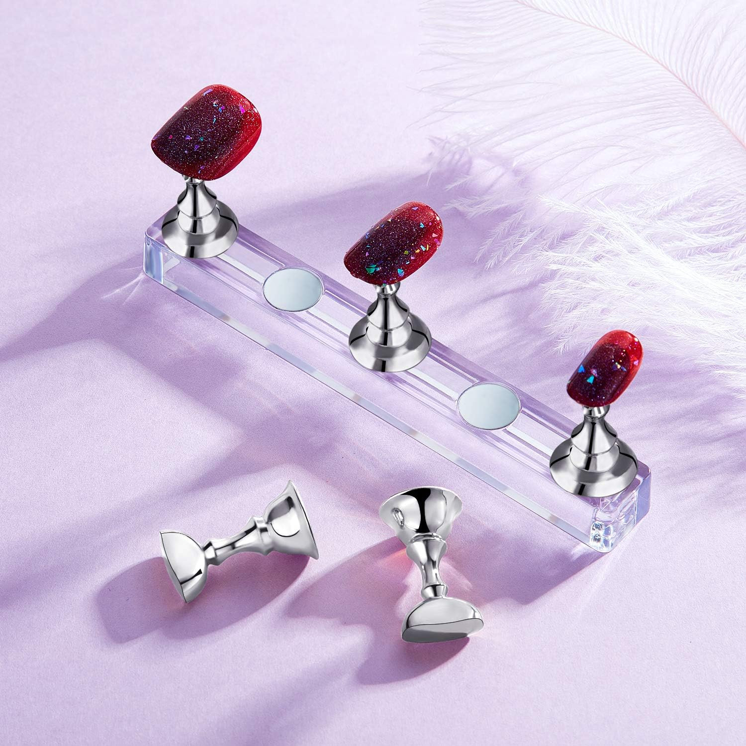 2 Sets Nail Stand Press on Nail Holder Magnetic Fake Nails Holder Acrylic Nails