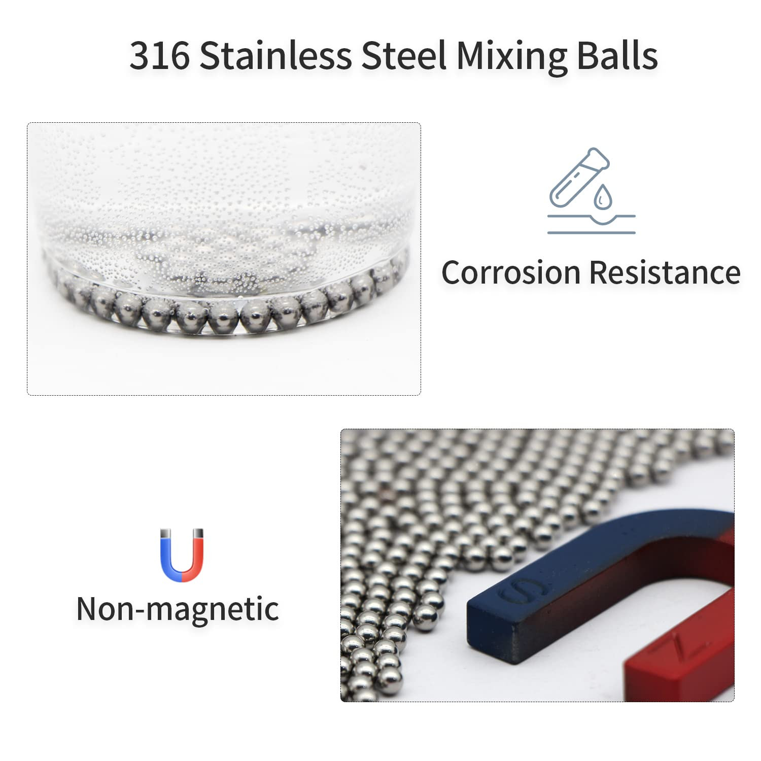 200PCS Paint Mixing Balls, Nail Polish Mixing Balls, 316 Stainless Steel Bearing