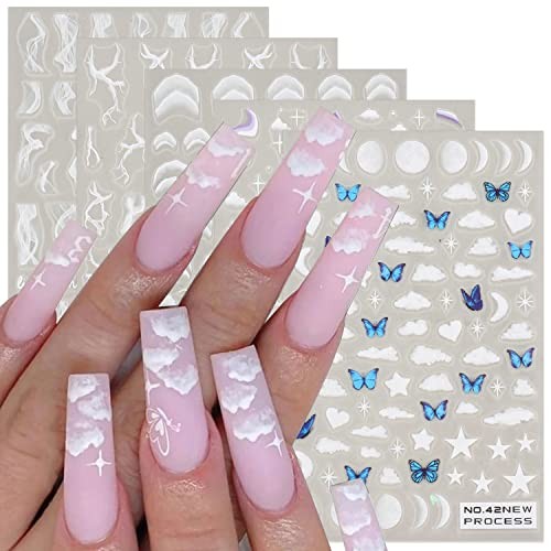 7 Sheets 5D Cloud Nail Stickers for Women, Girls & 5d Nail Stickers/7 Sheets