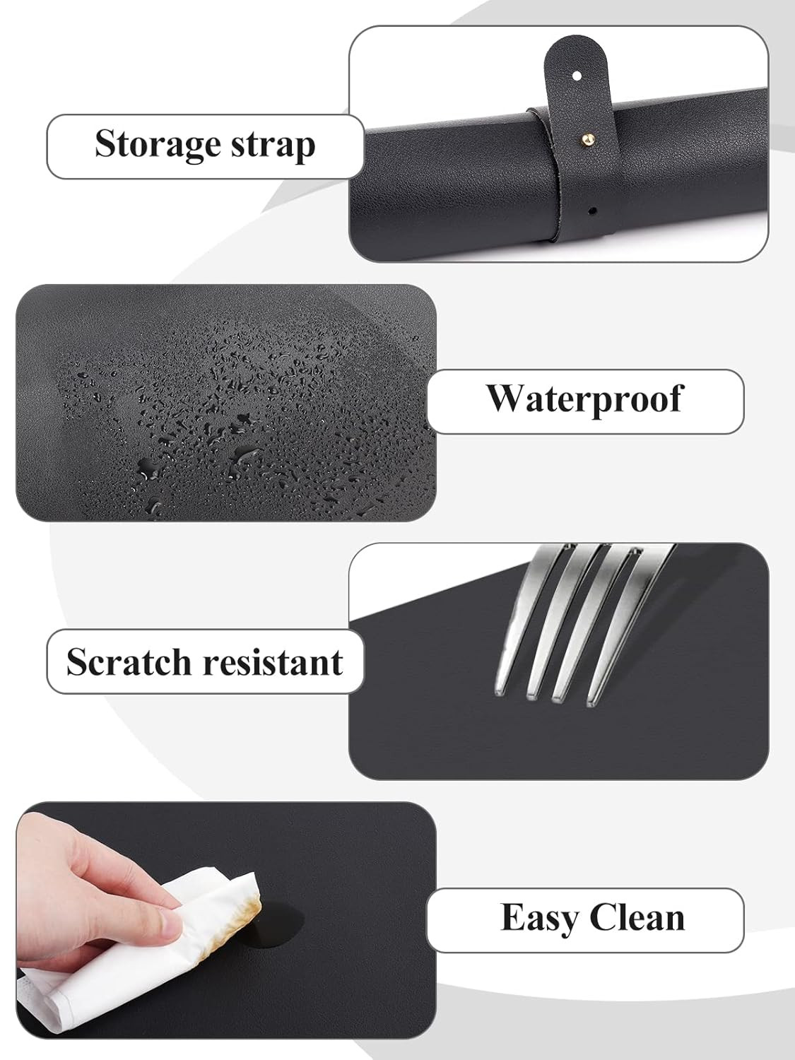 (MAT ONLY) Black Nail Art Table Mat, Foldable Nail Art Hand Rest Pad for Nail Ar