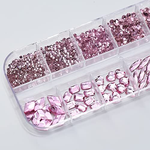 Nail Art Rhinestone, 3D Crystal Nail Diamond Gem, Flatback Rhinestones Pink