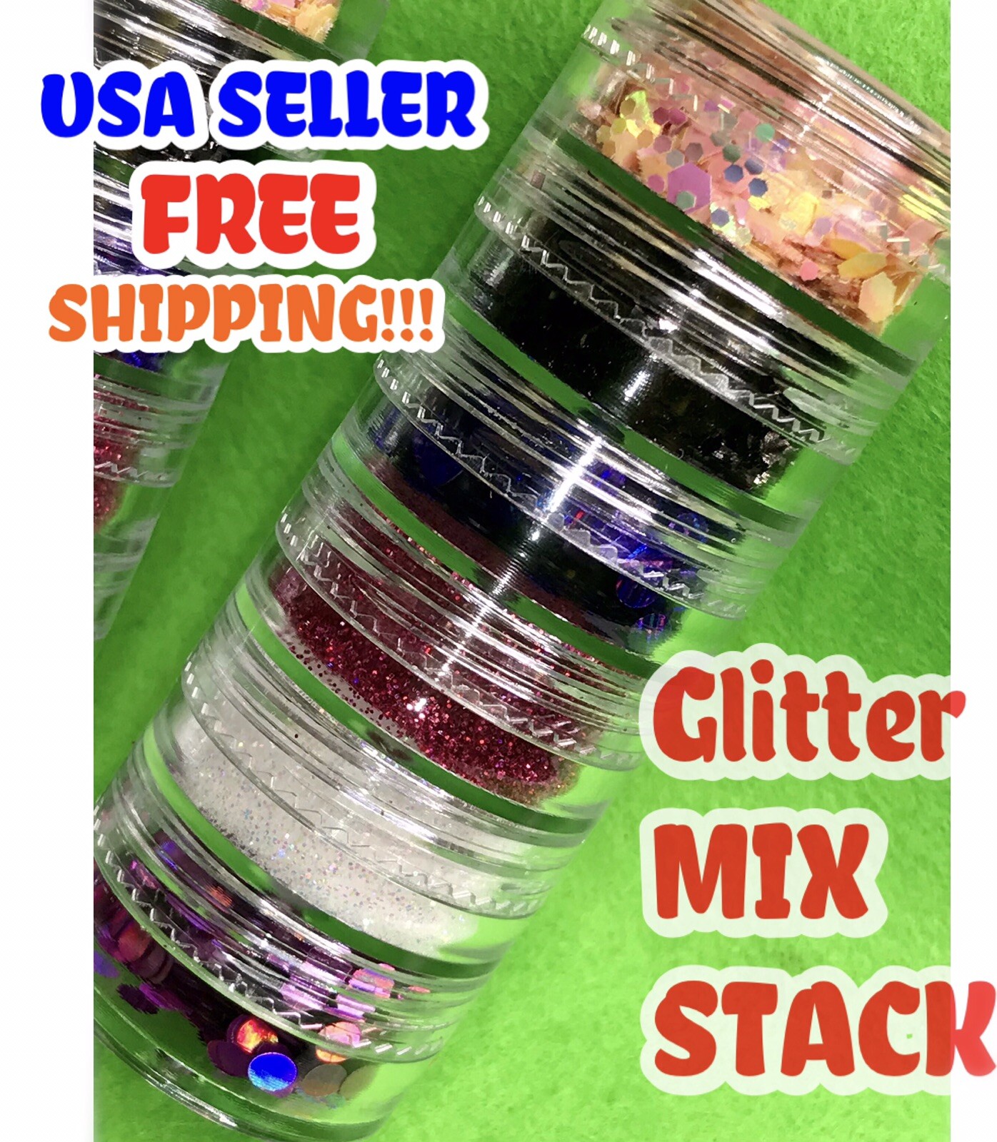 Colorful Nail Glitter Powder Chucky Shape Nail Art 6 STACK Decoration Tips