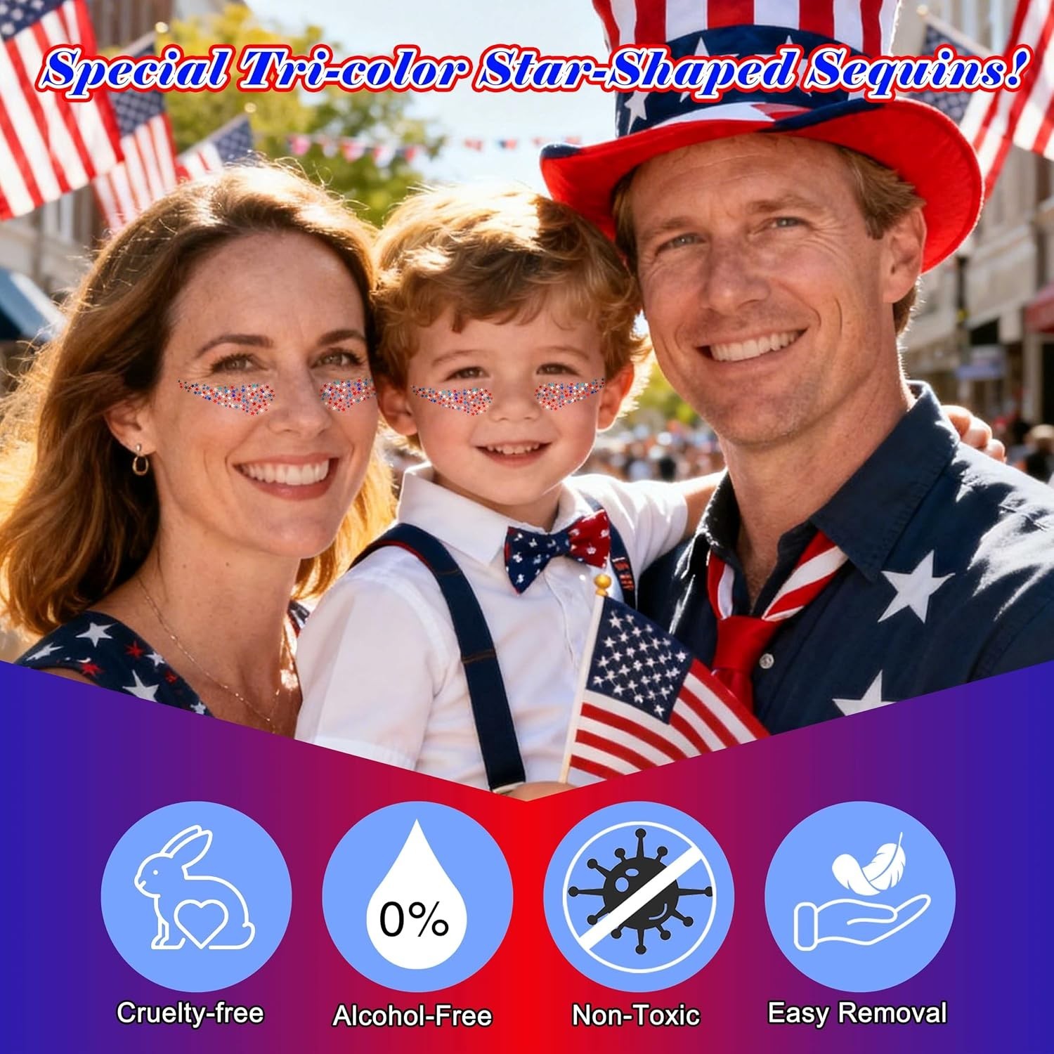 50g Star Shaped Red White and Blue Body Glitter Face Glitter Gel, Patriotic A…
