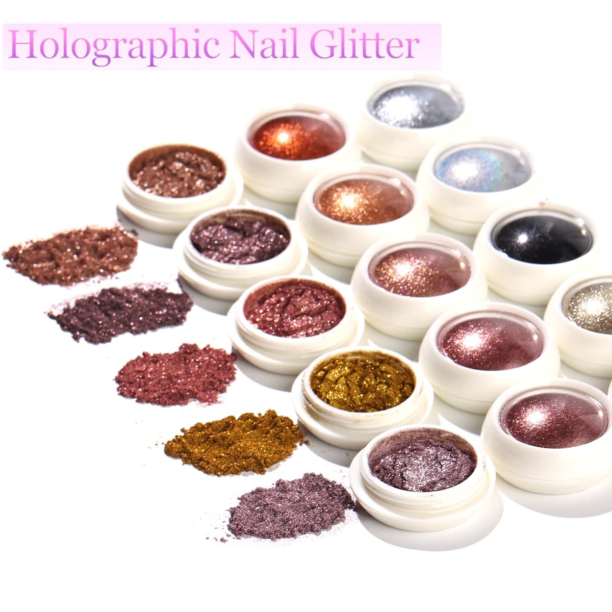 16 Jars Chrome Nail Powder for Gel Nails, Holographic Mirror Metallic Effect …