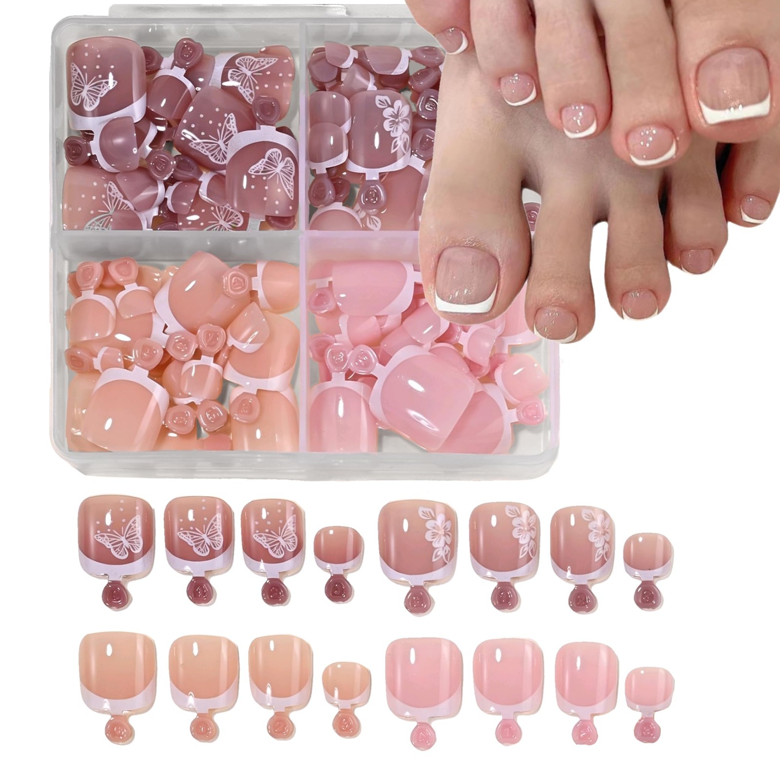 TOGZOM French Tip Toenails Short Style-4