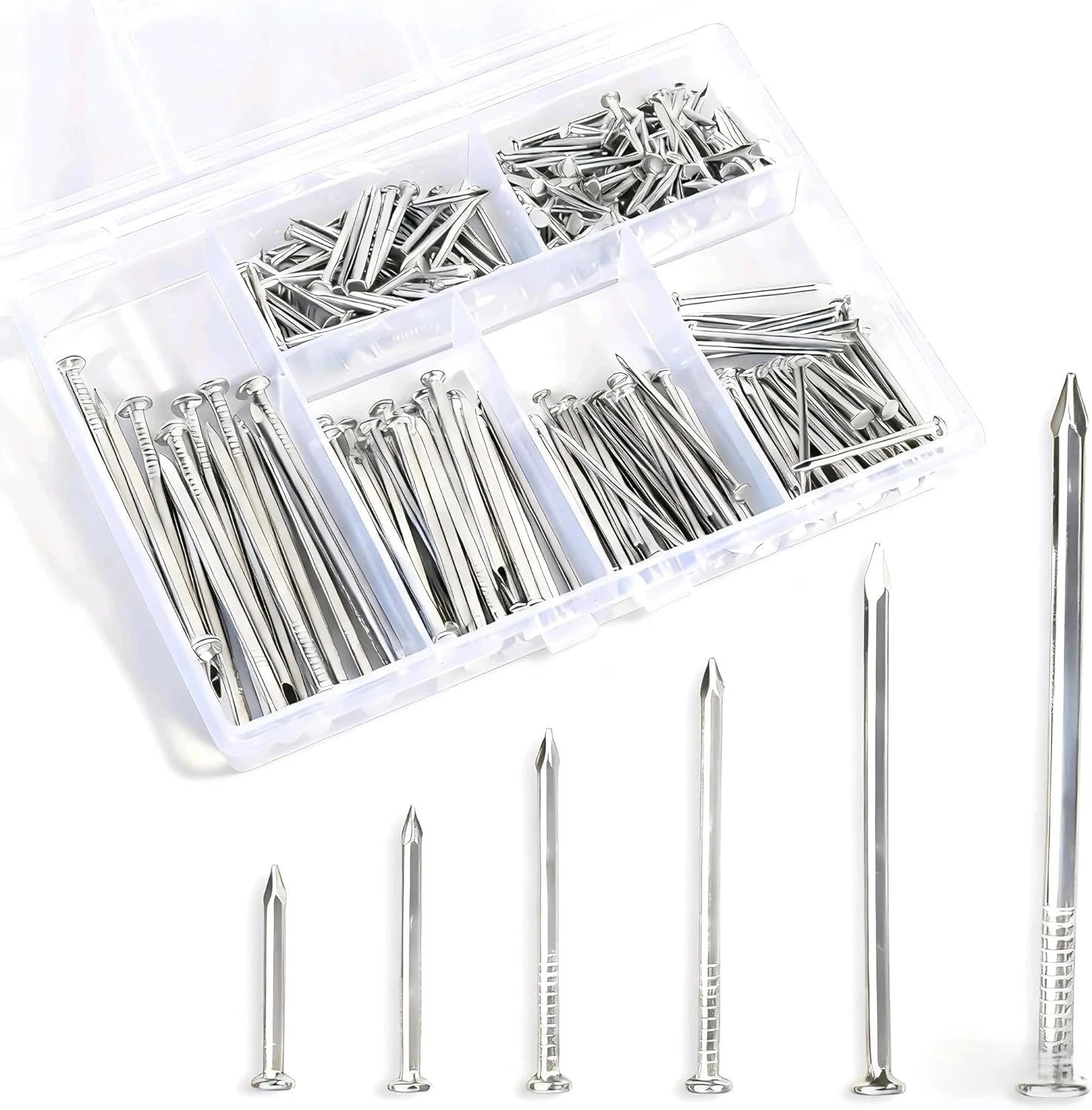 280 Pcs Nail Assortment Kit, 6 Sizes Finishing Nails for Hanging Pictures, Ma…