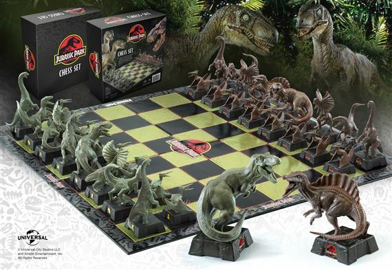 Jurassic Park Movie Dinosaur Chess Set Brand New T-rex Raptor Pterodactyl Compy