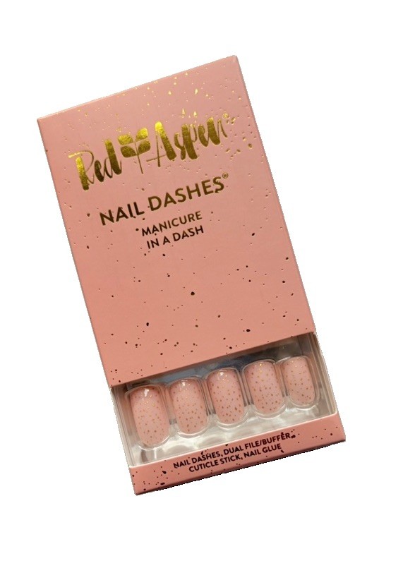 Red Aspen Press On Nail Dashes Pink Priya Medium Square NIB