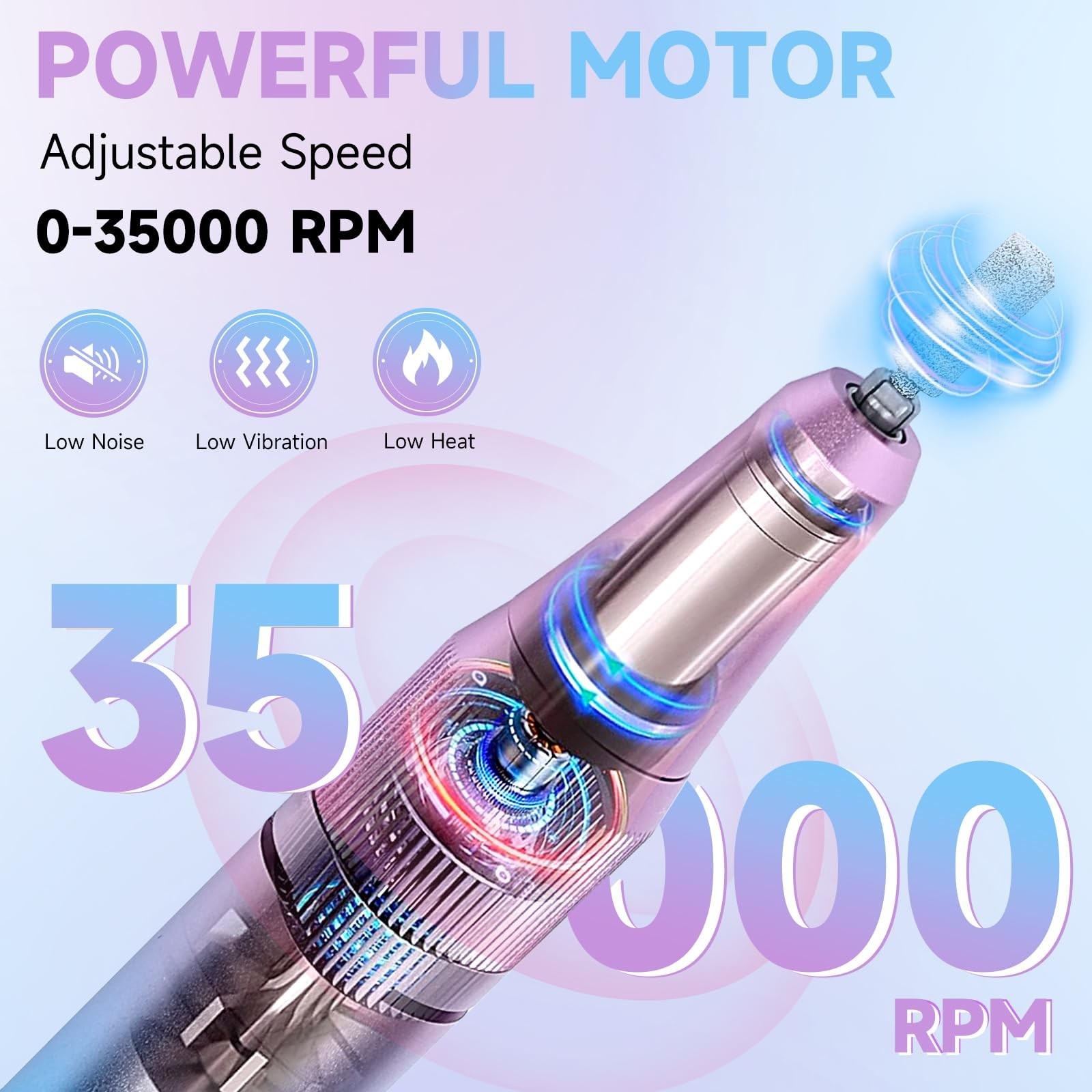 Nail Drill Professional, 35000RPM Electric Nail File Rechargeable, Portable N…