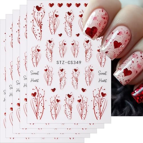 Glitter Heart Nail Art Stickers Valentine French Sparkling Glitter Nail Style-3