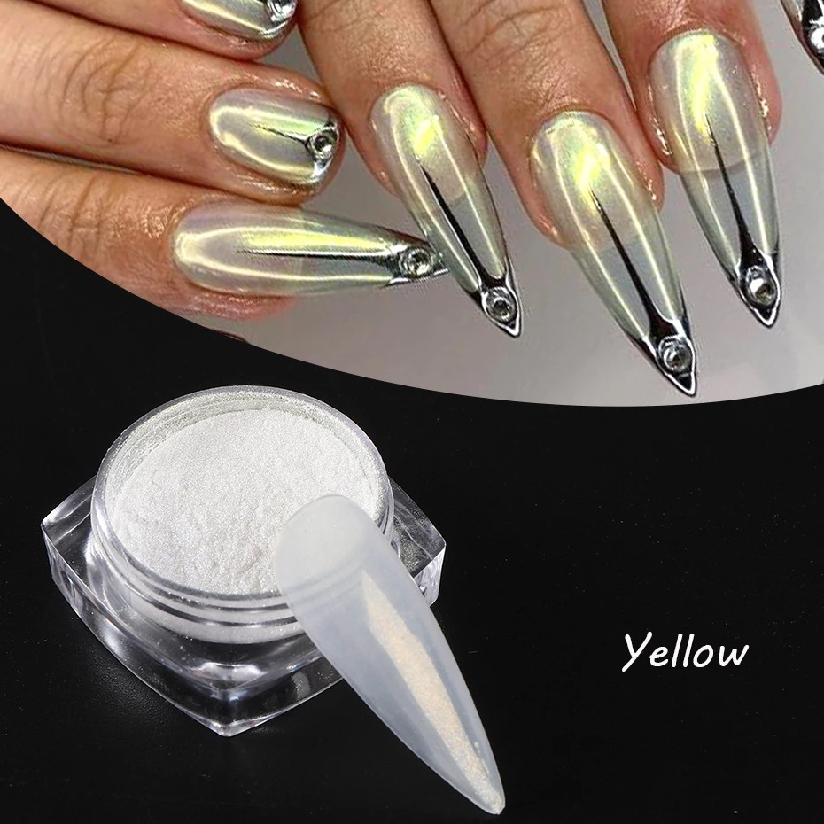White Pearl Chrome Nail Powder Glitter Art Powder Dust Glimmer Hot Nails Premium