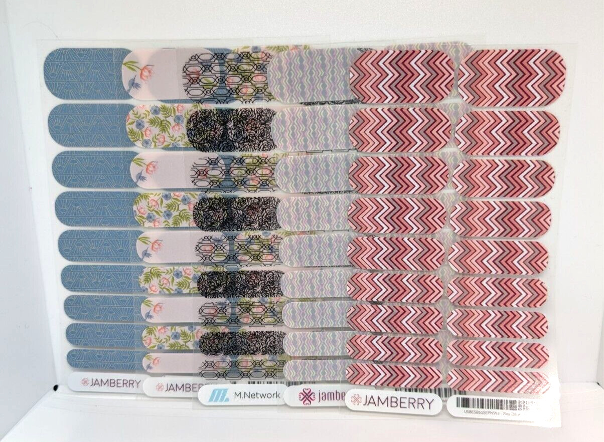 Jamberry Nail Wraps Full Sheets – Geometric Floral Lot of 5