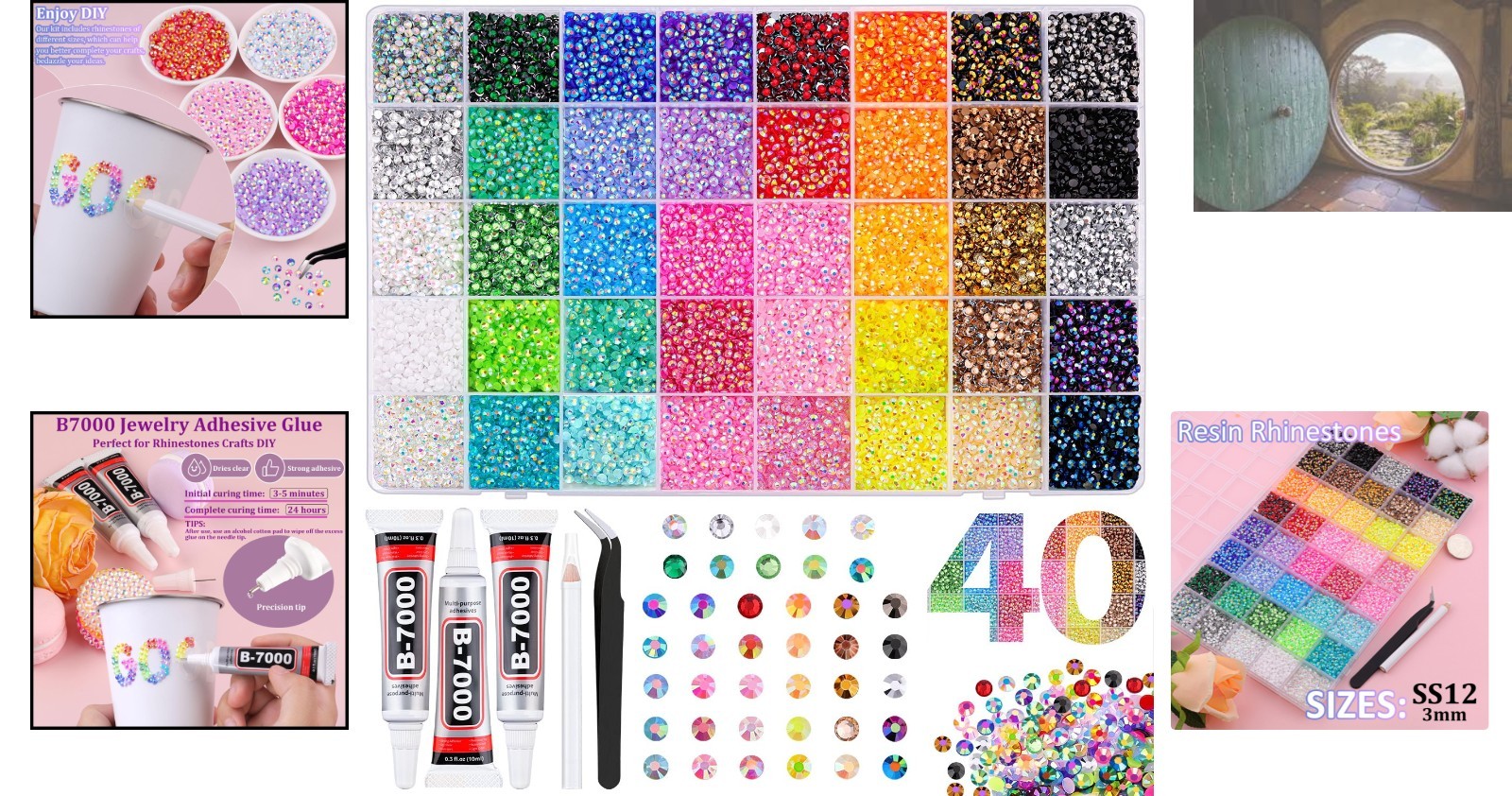 Multicolor 3mm Flatback Resin Gems – 50000Pcs Bedazzling Kit with B7000 Adhesive