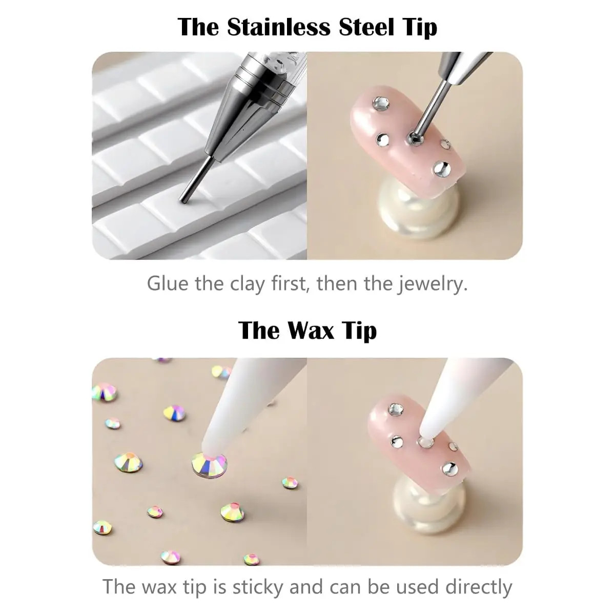 Rhinestone Picker Dotting Pen, Dual-ended Rhinestone Gems Crystals Studs Picker