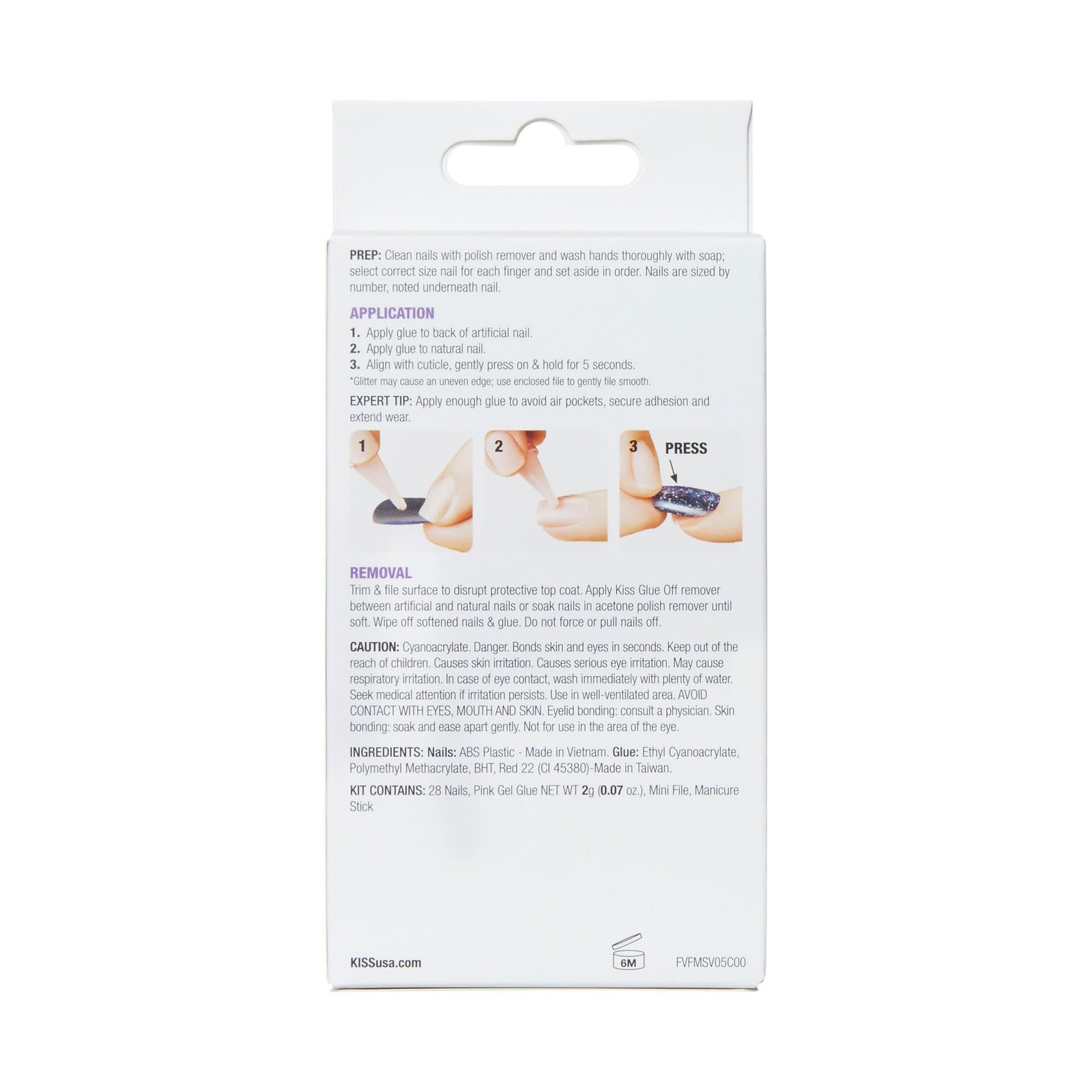 KISS Voguish Fantasy, Press On Nails, Nail glue included, Long Size, KVF04