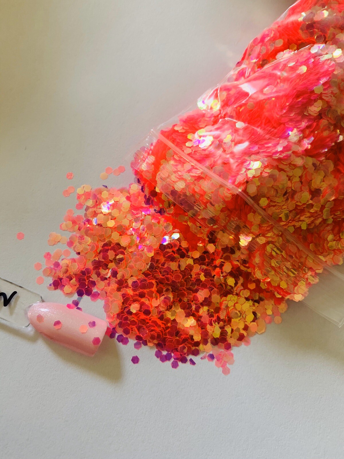 Iridescent Pink Hexagon Shape Nail Glitter 1TSP