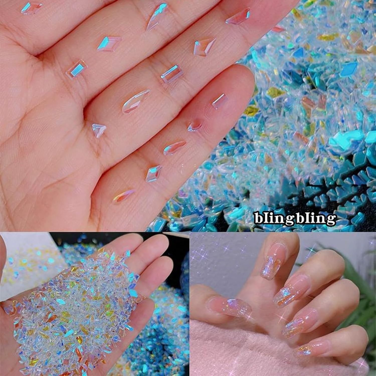 200PCS Mixed Glass Crystal Nail Charms – Perfect for Artistic Nail Designs