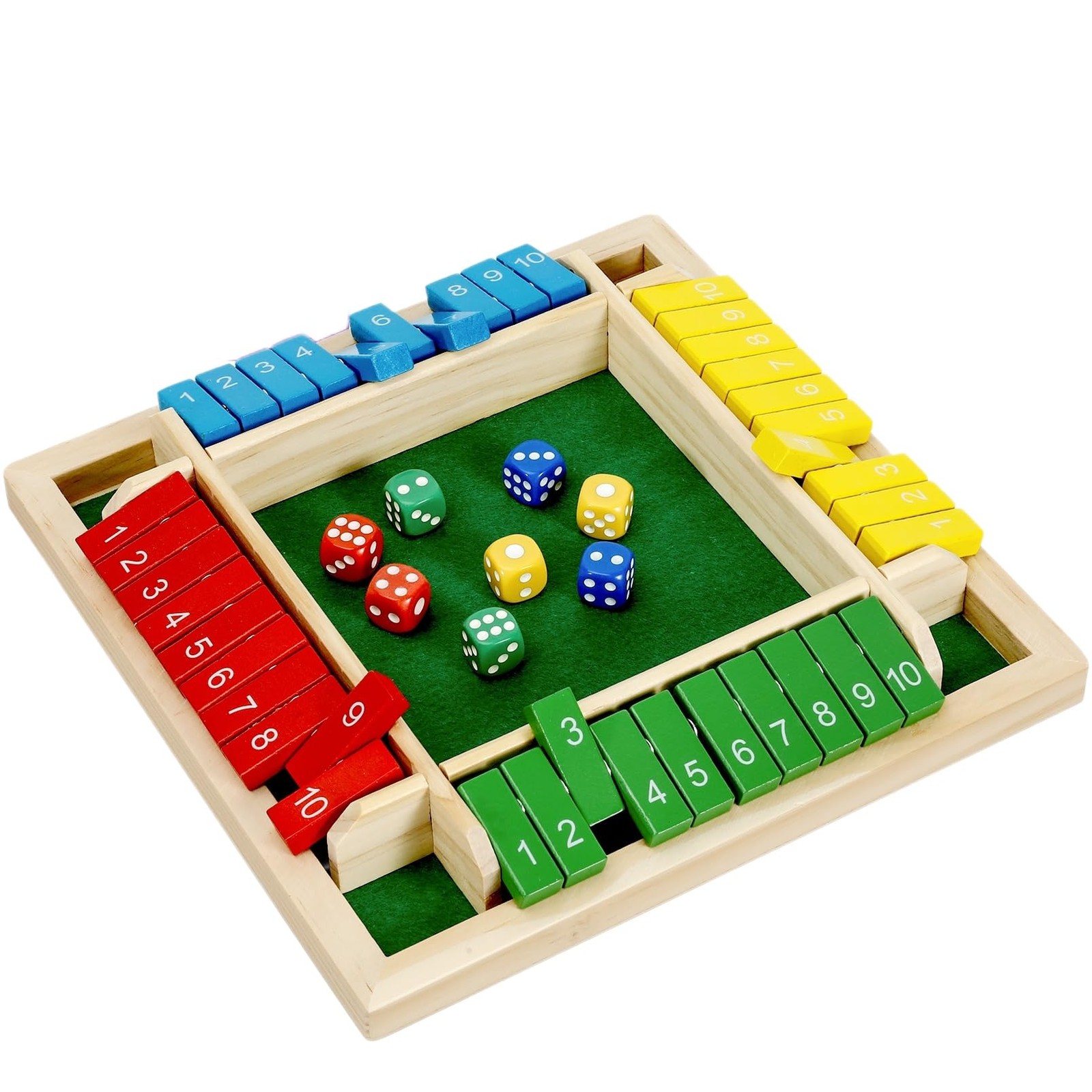 Kiapeak 1-4 Players Shut The Box Dice Game, 10 22 x 22 x 0.1 cm, Colorful